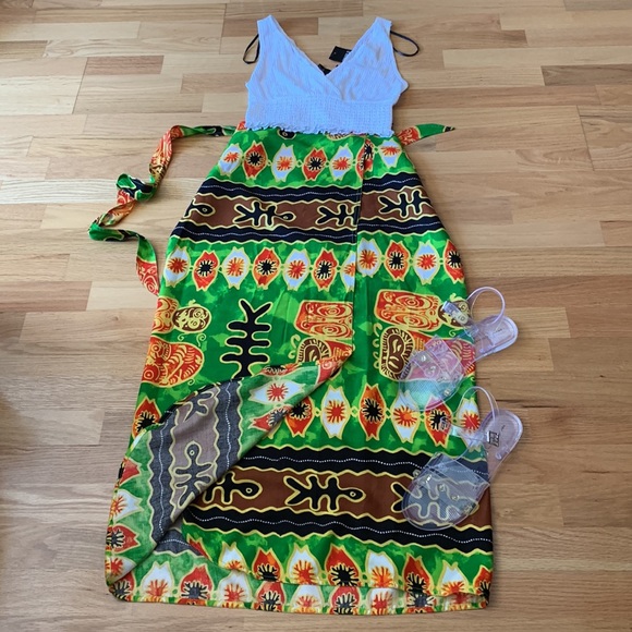 Stunning Vintage 💚🤎2PC Set Wrap skirt Pareo Coverup & Top - Picture 11 of 16